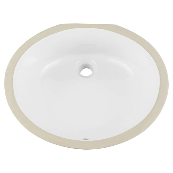 Signature Hardware Mangrove 17" Oval Porcelain Undermount Bathroom Sink Glazed Underside Wayfair